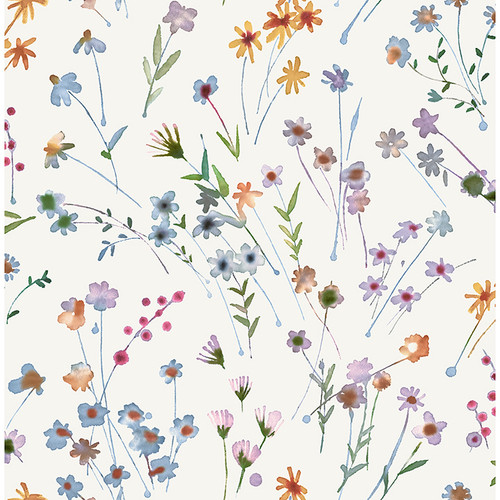 2980-26175 Heidi Peach Watercolor Florals Farmhouse Style Unpasted Non Woven Wallpaper from Splash by Advantage Made in Great Britain