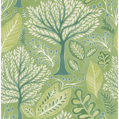 2980-26184 Kiah Green Forest Whimsical Style Unpasted Non Woven Wallpaper from Splash by Advantage Made in Great Britain