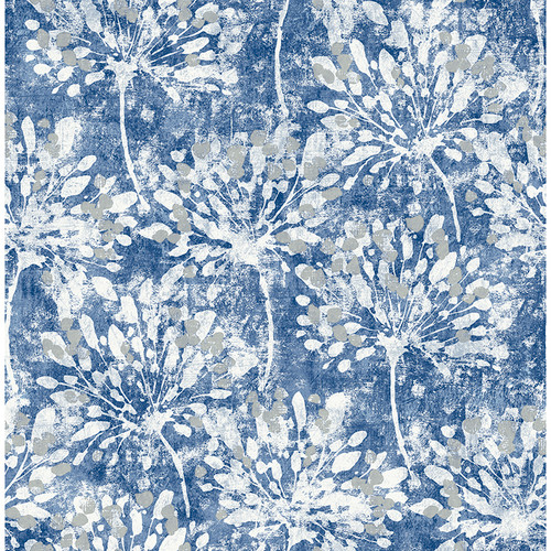 2980-26187 Dori Blue Painterly Floral Modern Style Unpasted Non Woven Wallpaper from Splash by Advantage Made in Great Britain