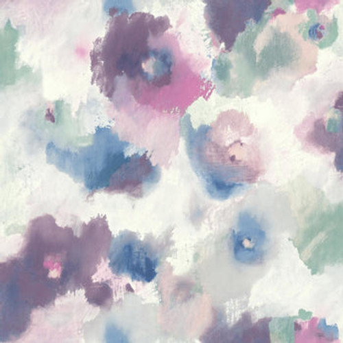 RoomMates RMK11079WP Impressionist Floral Peel & Stick Wallpaper Pink, Blue