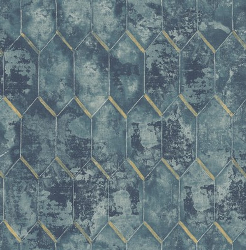 Seabrook wallpaper in Blue, Metallic Gold MW30902