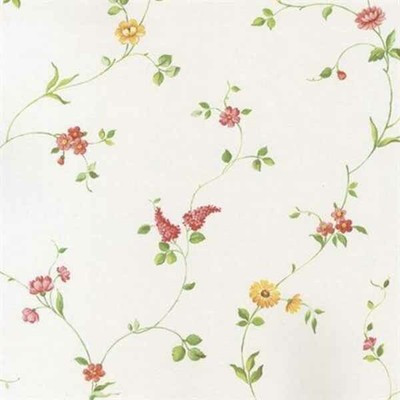 Norwall Wallcoverings  FK26958 Fresh Kitchens 5 Multi Floral Trail Wallpaper Yellow, Red, Green