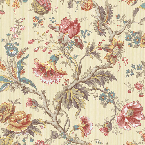 Classical Jacobean Wallpaper in Soft Yellow BM60403 from Wallquest