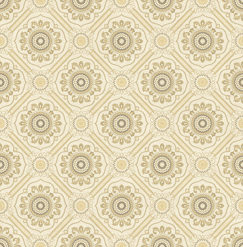 Small Floral Tile Wallpaper in Light Gold IM71711 from Wallquest