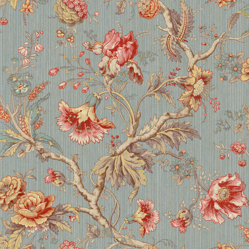 Classical Jacobean Wallpaper in Dusty Blue BM60412 from Wallquest