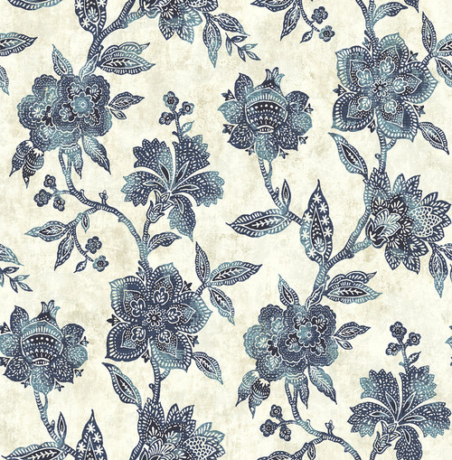 Jacobean Wallpaper in Indigo RN70602 from Wallquest