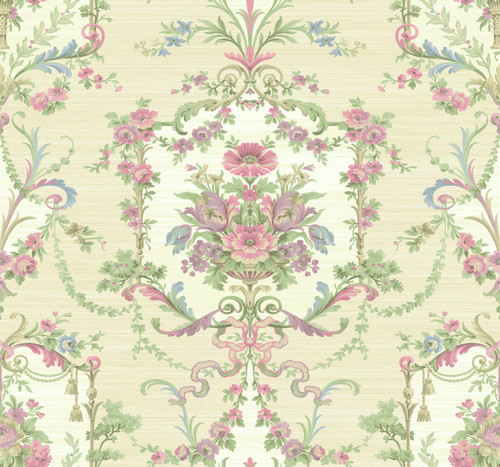Floral Cameo Wallpaper in Soft Neutral and Pastels BM60003 from Wallquest