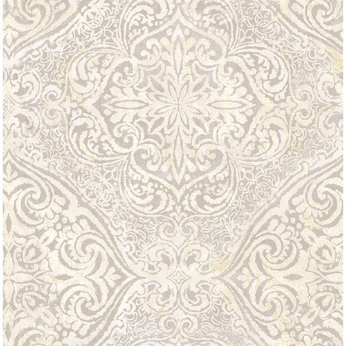 Seabrook in Metallic Gold Off White MK20608 Wallpaper