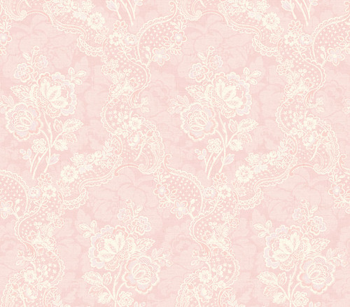 Floral Lace Wallpaper in Bright Pink RV21101 from Wallquest