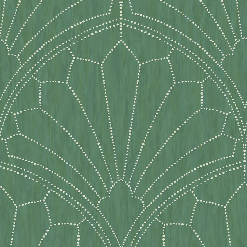 Wallquest RY31504 Scallop Medallion Jade and Ivory Wallpaper