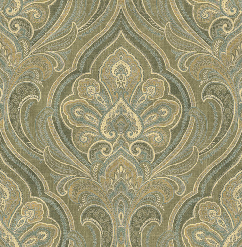 Elaborate Paisley Wallpaper in Earthy Blue RN70704 from Wallquest