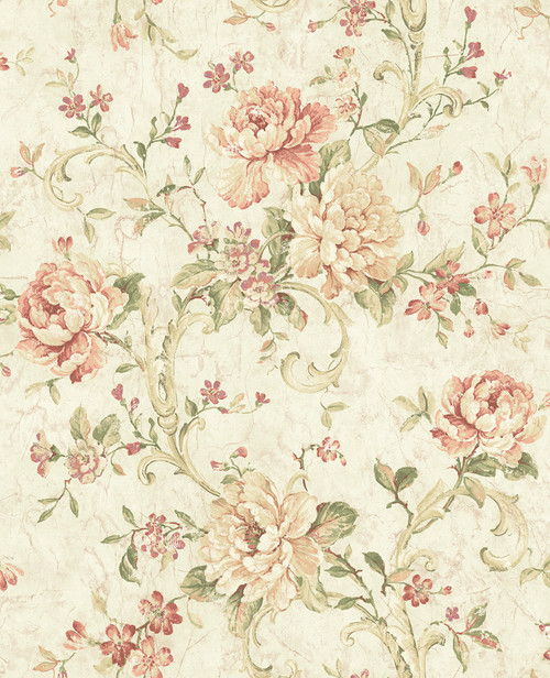 Antiqued Rose Wallpaper in Peachy MV80401 from Wallquest