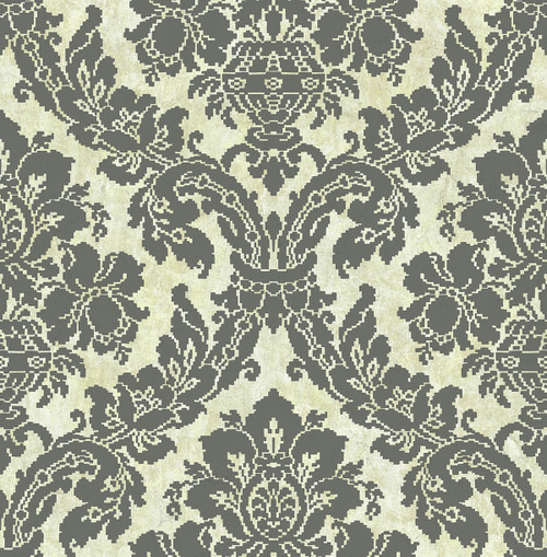 Embroidered Damask Wallpaper in Onyx AR31900 from Wallquest