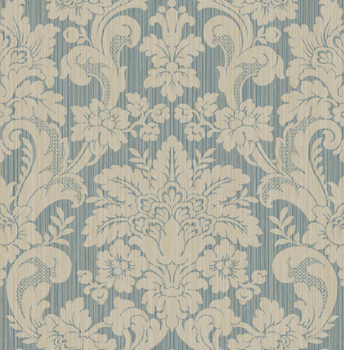 Classical Damask Wallpaper in Navy BM60512 from Wallquest