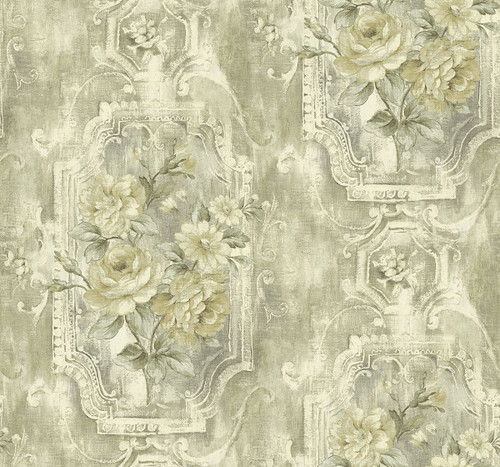 Rose Panel Wallpaper in Distressed Linen AR30007 from Wallquest