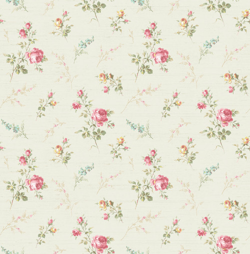 Tossed Roses Wallpaper in Bright Pink FL92004 from Wallquest