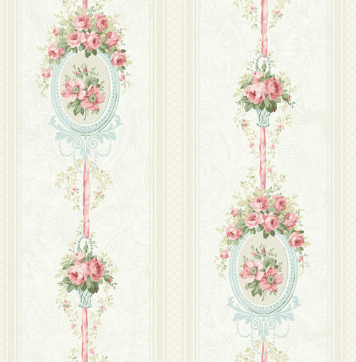 Cameo Stripe Wallpaper in Pretty Pink FS50404 from Wallquest