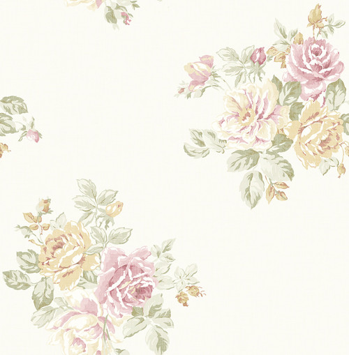 Darling Bouquet Wallpaper in White FG70001 from Wallquest