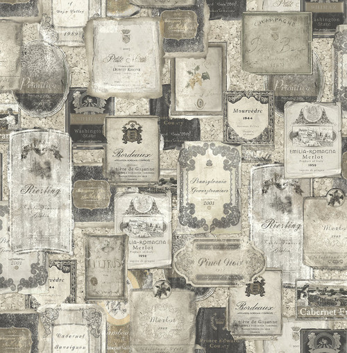 Vintage Wine Wallpaper in Charcoal MV81207 from Wallquest