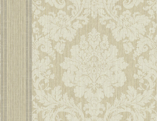 Classic Damask and Stripe Wallpaper in Warm Gold TX41209 from Wallquest