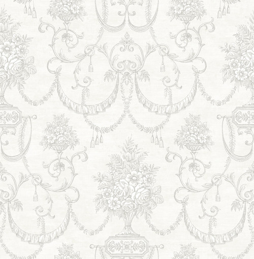 Bouquet Swag Wallpaper in Soft Gray MM50309 by Wallquest