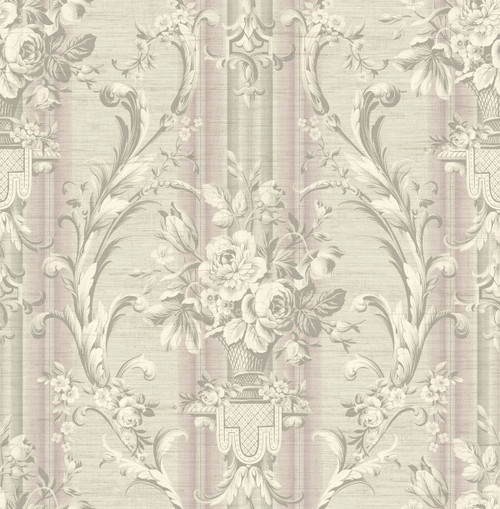 Antique Urn Wallpaper with Stripe in Purple TX41609 from Wallquest