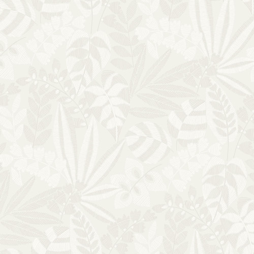 Wallquest RY30600 Botanica Striped Leaves Gray Mist and Ivory Wallpaper