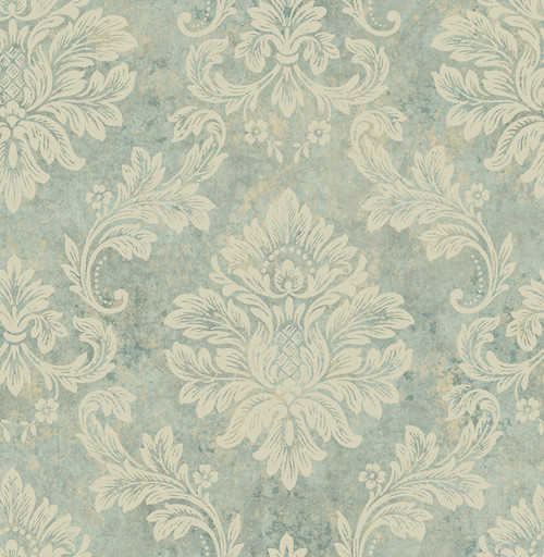 Villa Damask Wallpaper in Soothing Green DV50004 from Wallquest