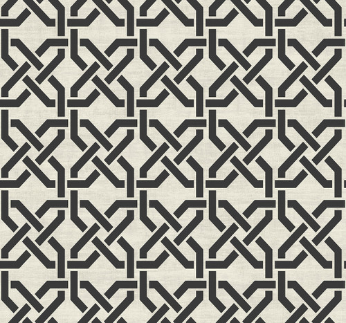 Nouveau Trellis Wallpaper in Black & White AR31500 from Wallquest