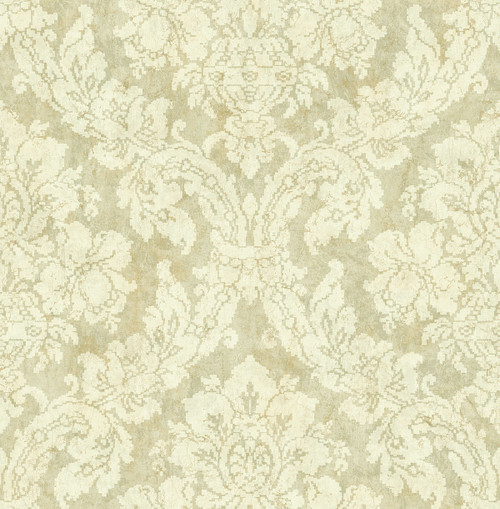 Embroidered Damask Wallpaper in Ochre AR31901 from Wallquest