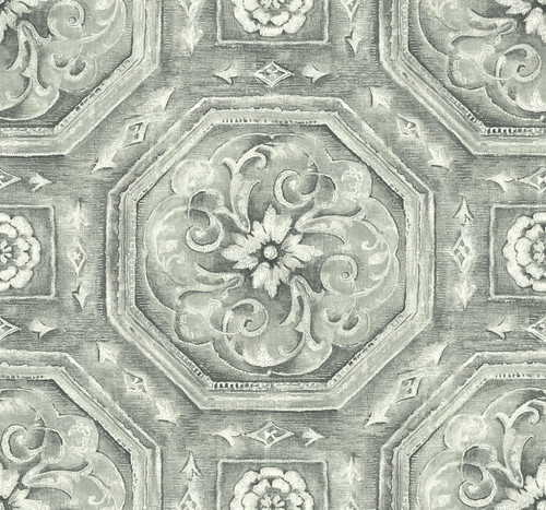 Nouveau Tile Wallpaper in Silver AR32100 from Wallquest