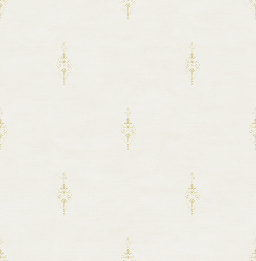 Delicate Fleur de lis Wallpaper in Light Gold MM50503 by Wallquest