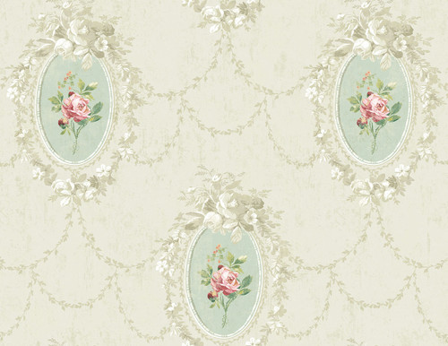 Darling Cameo Wallpaper in Vintage Blue FL90204 from Wallquest