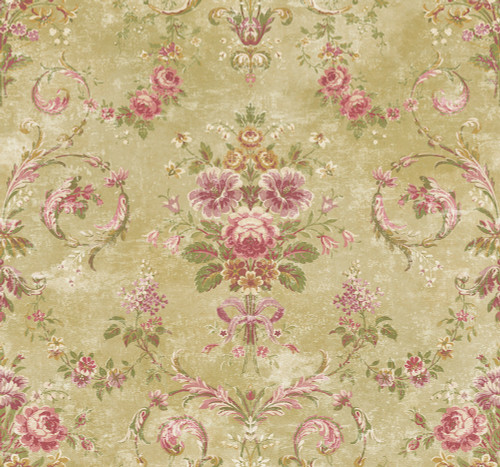 Tapestry Floral Wallpaper in Golden Rose VF30807 from Wallquest