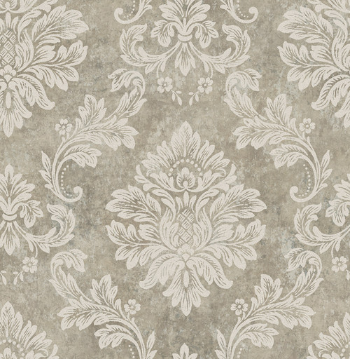 Villa Damask Wallpaper in Oak DV50007 from Wallquest