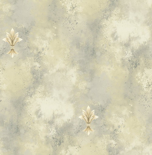 Classical Fleur de lis Wallpaper in Luster DV51607 from Wallquest
