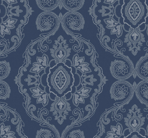 Wallquest MB30322 Nautical Damask Nautical Blue