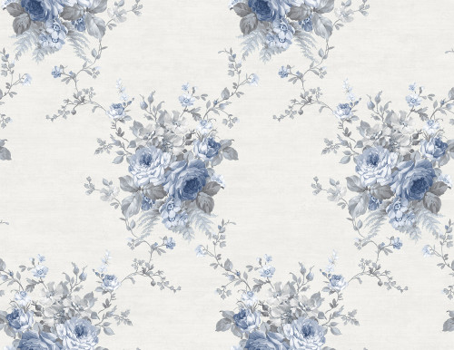 Crossed Bouquets Wallpaper in Indigo MM50002 by Wallquest