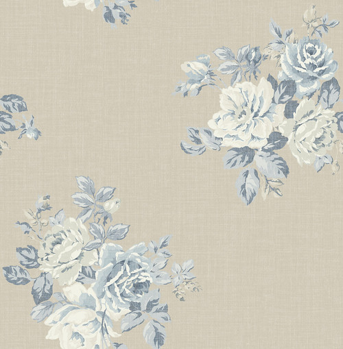 Darling Bouquet Wallpaper in Sandy Blue FG70007 from Wallquest