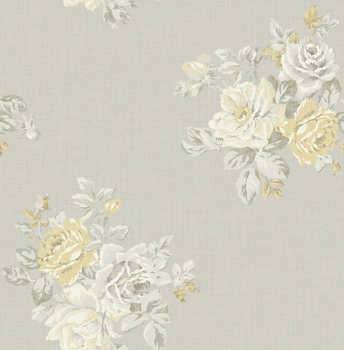 Darling Bouquet Wallpaper in Golden Gray FG70008 from Wallquest