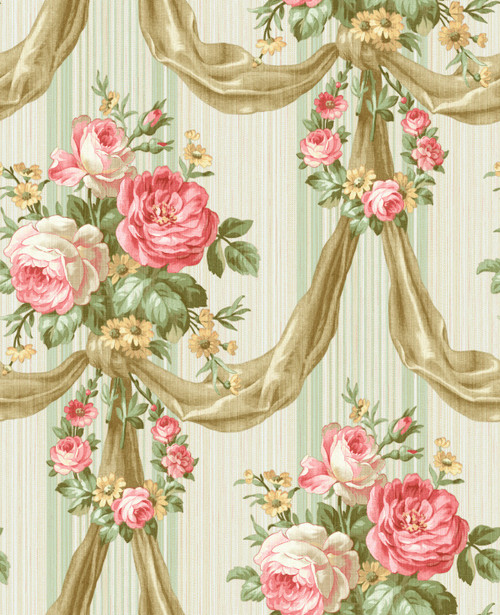 Blooming Draped Bouquet Wallpaper in Pink and Green TX41101 from Wallquest