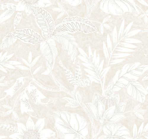 Wallquest RY30210 Rainforest Leaves Sand Dune and Brushed Taupe