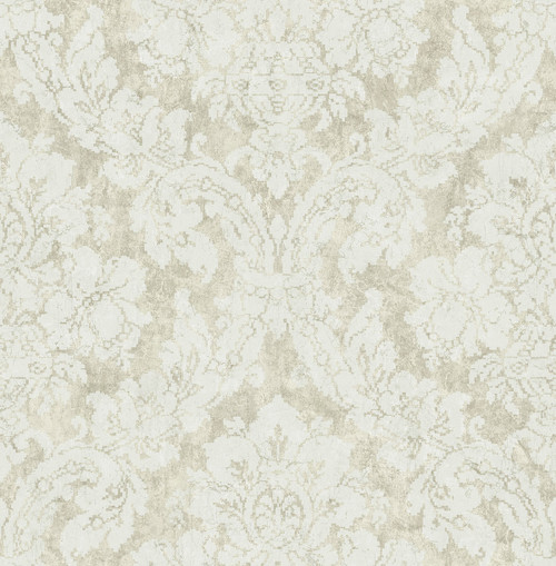 Embroidered Damask Wallpaper in Plated AR31910 from Wallquest