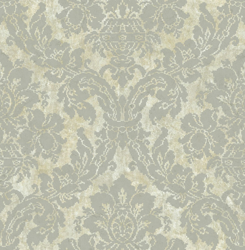 Embroidered Damask Wallpaper in Cinder AR31902 from Wallquest