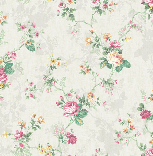 Ascending Rose Wallpaper in Bright Pink FL90304 from Wallquest