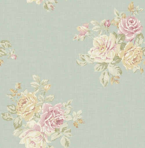 Darling Bouquet Wallpaper in Sage FG70002 from Wallquest