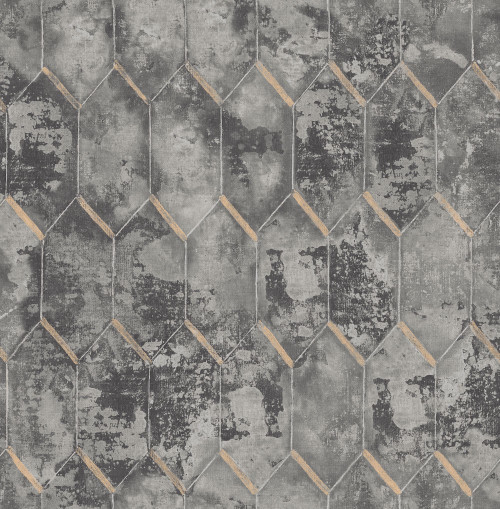 Seabrook wallpaper in Gray, Metallic Gold MW30900