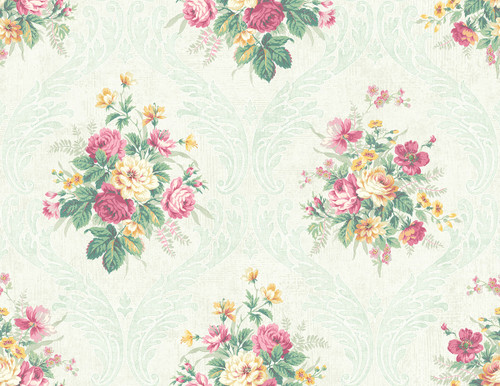 Framed Rose Wallpaper in Bright Pink FL90404 from Wallquest