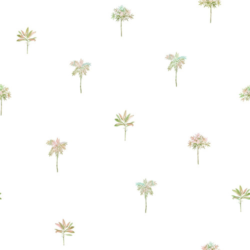Chesapeake by Brewster 3113-12061 Seaside Living Palmetto Pink Leaves Wallpaper