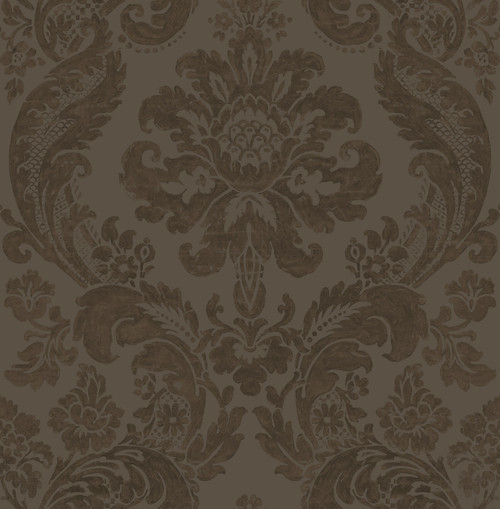 A−Street Prints by Brewster 2763-87311 Moonlight Shadow Brown Damask Wallpaper